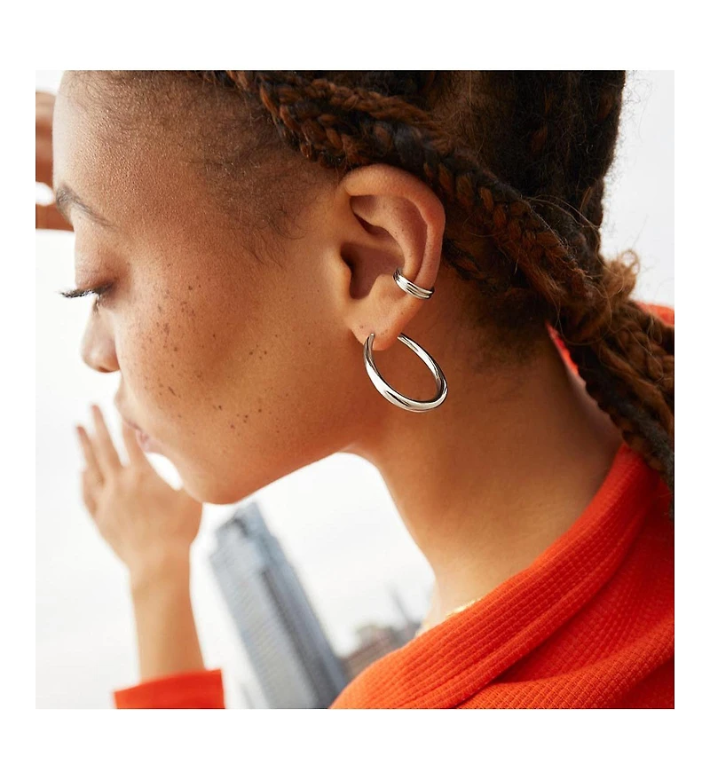 Ana Luisa Gold Hoop Earrings - Cuidado Silver