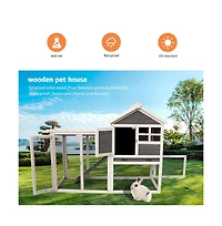 Aostirmotor Outdoor Gray Wood Pet House with a Deeper Pull Out Tray for Small Animals