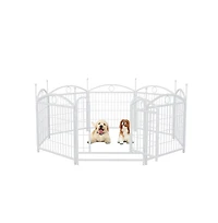 Aostirmotor 24 in H. 8 White Panels Heavy Duty Metal Dog Pen Pet with Door for Large Medium Small Dogs Indoor Outdoor