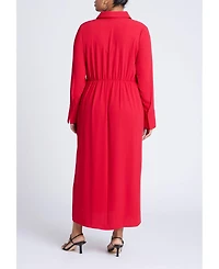 Eloquii Women's Plus Collared Maxi Shirt Dress
