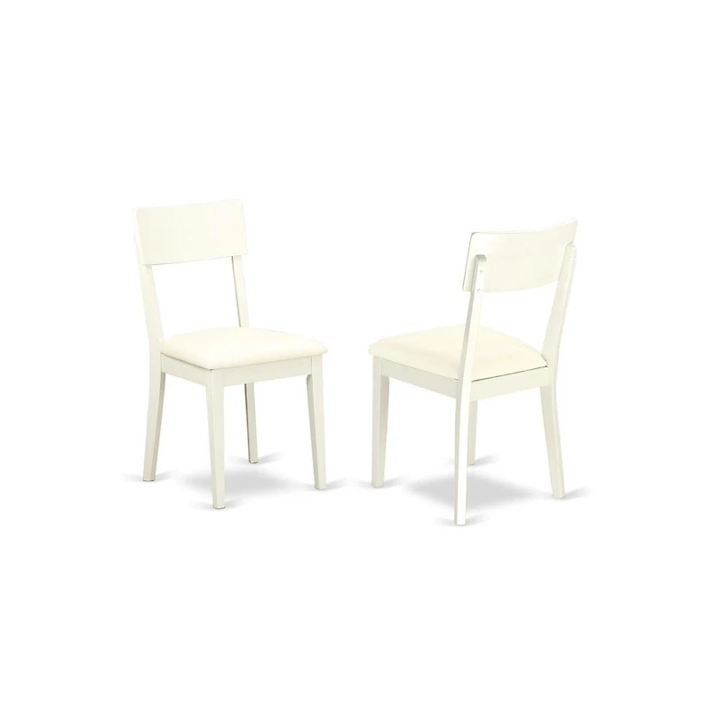 East West Furniture 5 Piece Dining Room Set Consists of 1 Drop Leaves Dining Table and 4 Linen White Faux Leather Dining Chair with Ladder Back