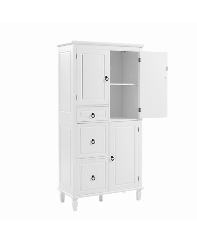 Casainc Retro Multi-Functional Storage Cabinet with Adjustable Shelves, 3 Drawers, 3 Enclosed Compartments