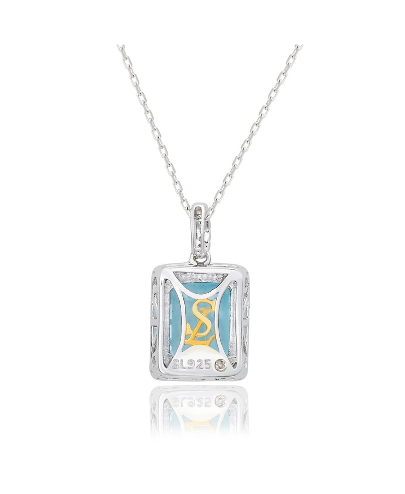 Suzy Levian New York Sterling Silver Emerald Cut Topaz And White Pendant
