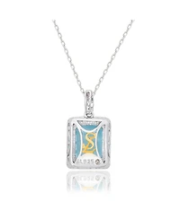 Suzy Levian New York Sterling Silver Emerald Cut Topaz And White Pendant