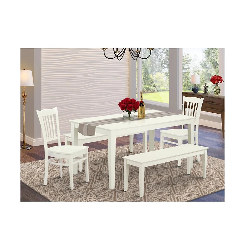 East West Furniture Dining Room Set Linen White