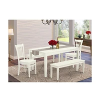 East West Furniture Dining Room Set Linen White