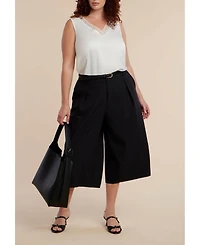 Eloquii Women's V-Neck Blouse With Chiffon Trim