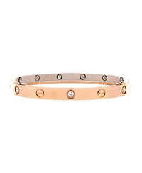 Pre-Owned Cartier Double Love Bracelet 18K Rose Gold with 18K White Gold with Diamonds