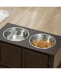 Aostirmotor Elevated Dog Bowls with Storage for Large Dogs Coffee