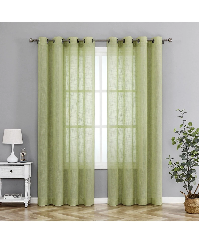 Kate Aurora 2 Pack Lux Thread Premium Woven Grommet Top Sheer Curtain Panels - Spice