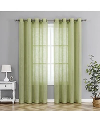 Kate Aurora 2 Pack Lux Thread Premium Woven Grommet Top Sheer Curtain Panels - Spice