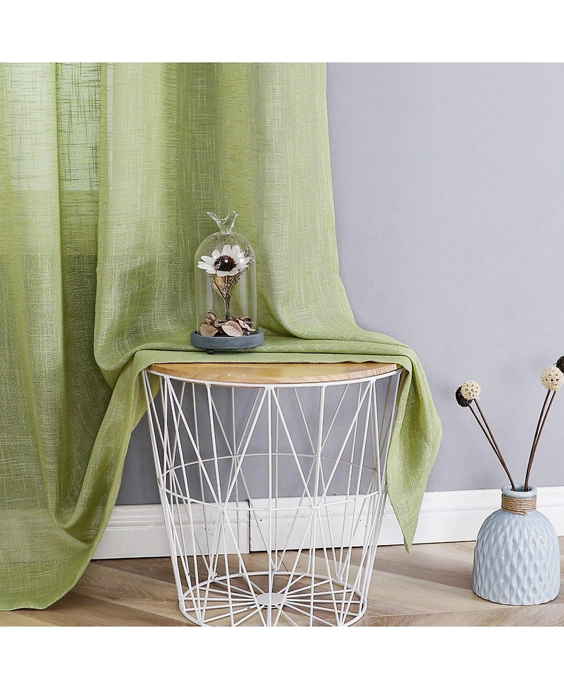 Kate Aurora 2 Pack Lux Thread Premium Woven Grommet Top Sheer Curtain Panels - Spice
