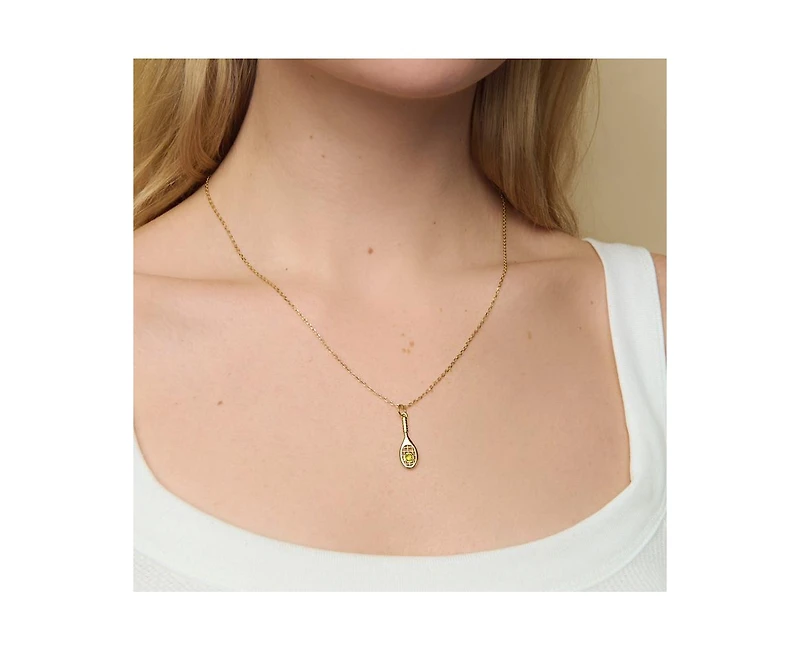 Little Sky Stone 14K Gold Plated Tennis Racket Charm Necklace