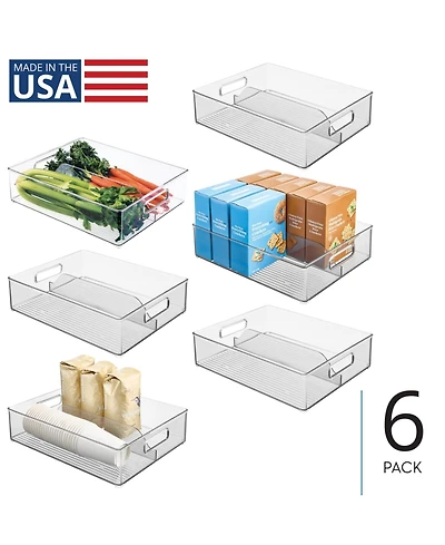 mDesign Divided Storage Bin for Fridge or Pantry, Set of 6, Clear, Made in Usa