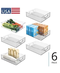 mDesign Divided Storage Bin for Fridge or Pantry, Set of 6, Clear, Made in Usa
