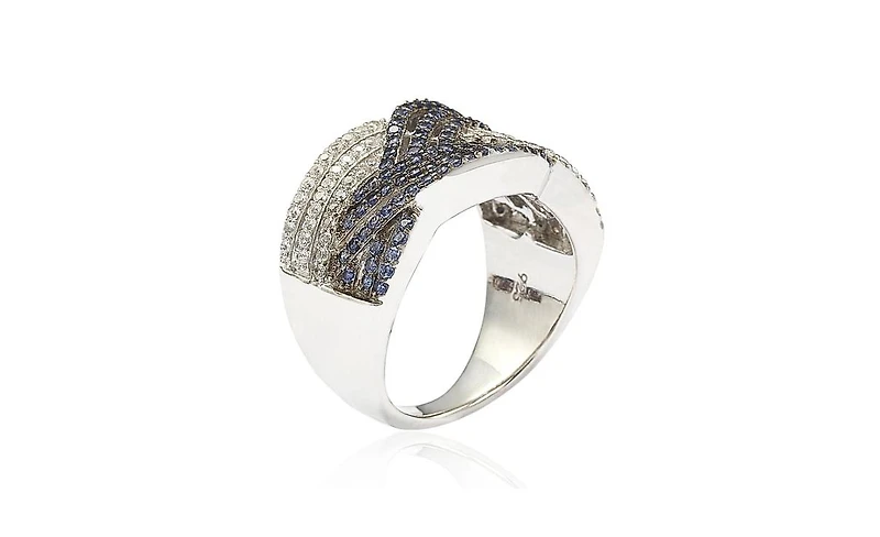 Suzy Levian New York Suzy Levian Sterling Silver Sapphire Crossover Ring