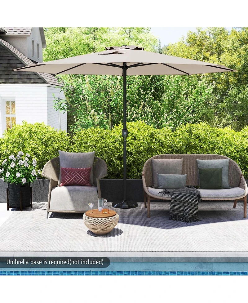 Costway 12 Ft Patio Umbrella Outdoor Market with Crank Handle 8 Sturdy Ribs