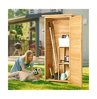Slickblue Outdoor Wooden Storage Shed, Waterproof Garden Tool Metal Shed with Lock