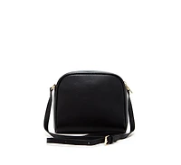 Susu Houndstooth Small Crossbody Bag Black and White Pebble Leather Purse with Zipper Closure