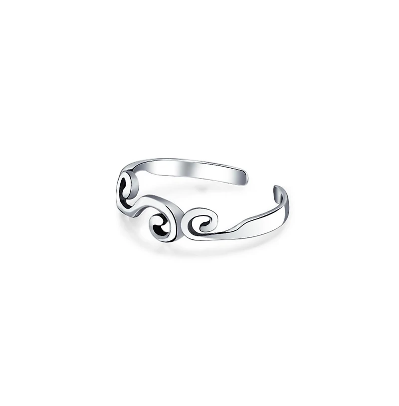Bling Jewelry Set of 2 Elephant & Spiral Celtic Swirl Midi Toe Ring Oxidized Sterling Silver