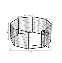 Aostirmotor Black Panels 31.7 in H. Heavy Duty Metal Pet Exercise Pen with Door for Outdoor