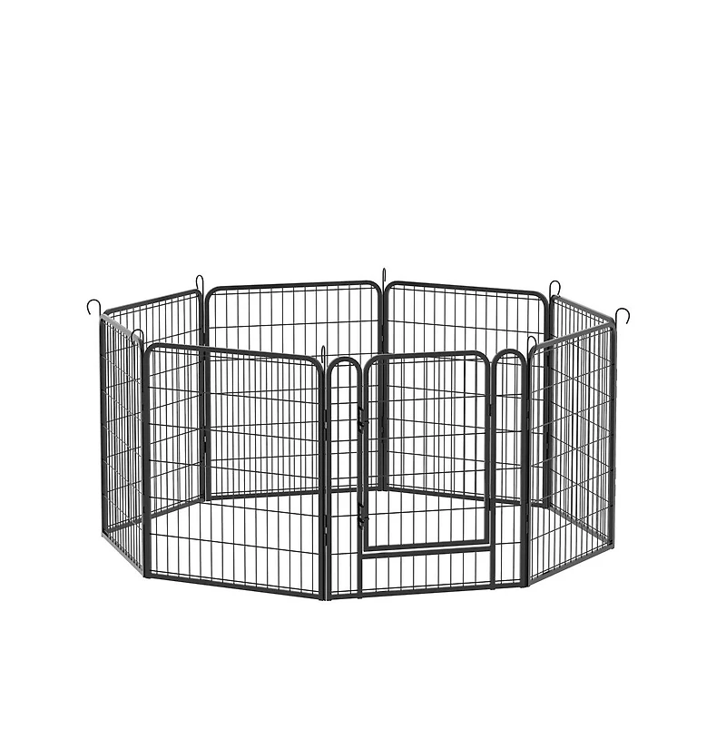 Aostirmotor Black Panels 31.7 in H. Heavy Duty Metal Pet Exercise Pen with Door for Outdoor