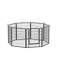 Aostirmotor Black Panels 31.7 in H. Heavy Duty Metal Pet Exercise Pen with Door for Outdoor