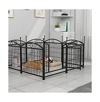 Aostirmotor 24 in H. 8 Panels Heavy Duty Metal Dog Pen Pet with Door for Large Medium Small Dogs Indoor Outdoor