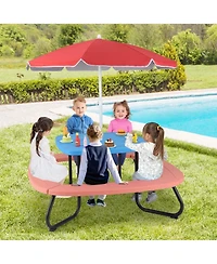 Kids Picnic Table Outdoor Activity with Adjustable & Collapsible Umbrella