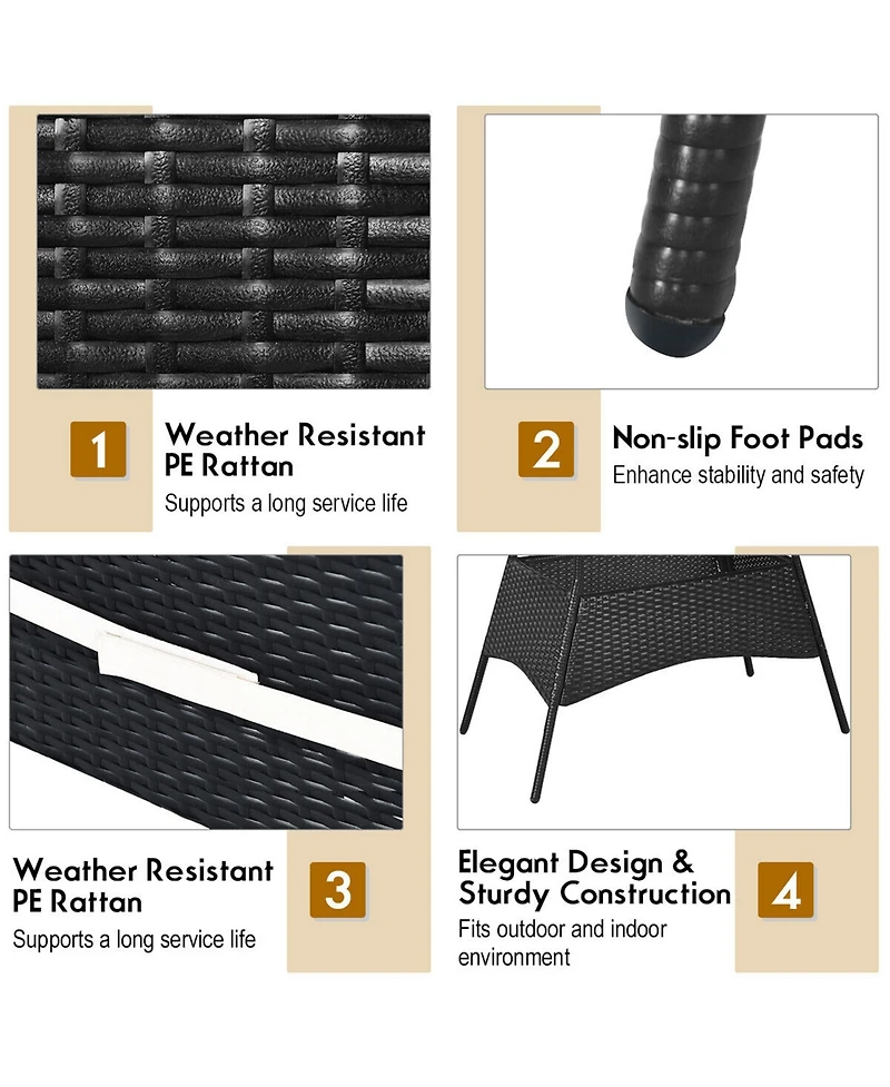 Gymax 10Pieces Rattan Patio Dining Set Cushioned Outdoor Furniture Set With Wooden Tabletop