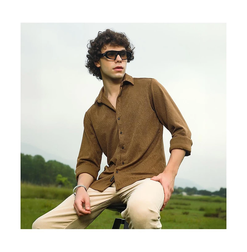 Campus Sutra Men's Crimp-Tactile Shirt