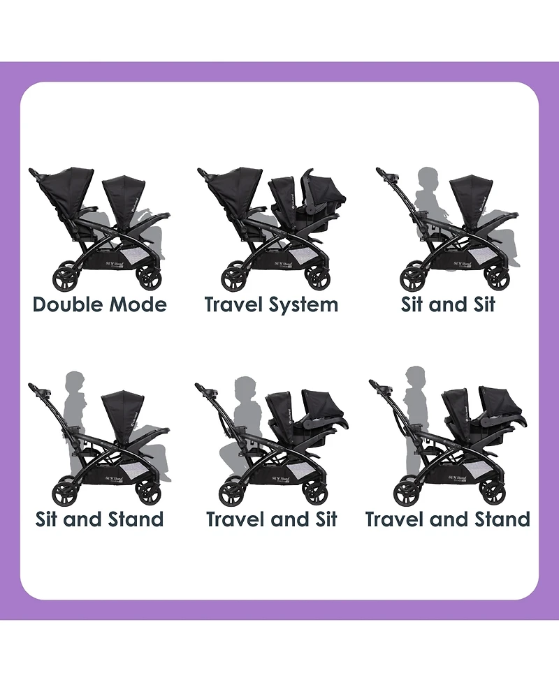 Baby Trend Sit N' Stand Double 2.0 Stroller - Madrid Black