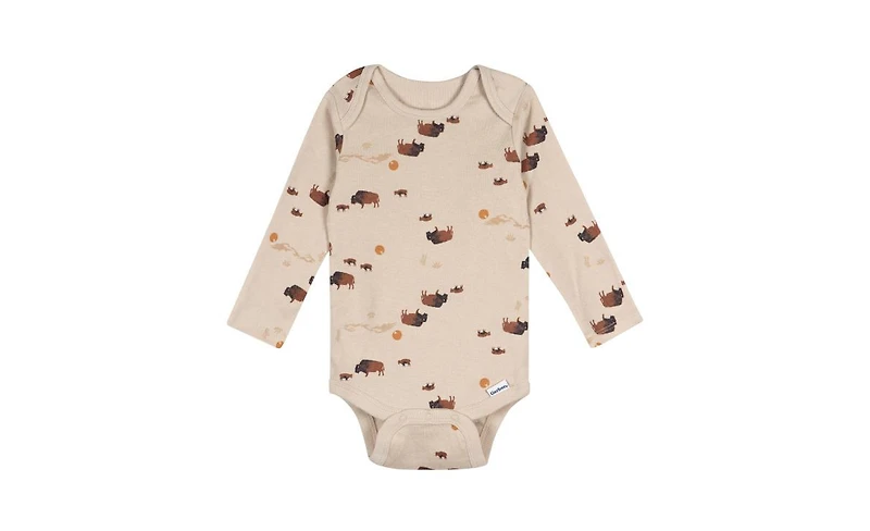 Gerber Baby Boys' 5-Pack Long Sleeve Bodysuits, Grey Heather, 12 Months