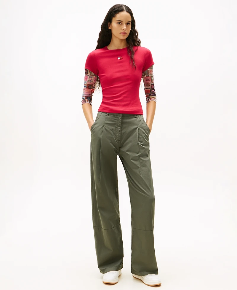 Tommy Jeans Women's Badge Logo Ribbed T-Shirt