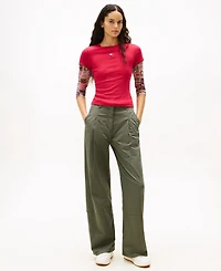 Tommy Jeans Women's Badge Logo Ribbed T-Shirt