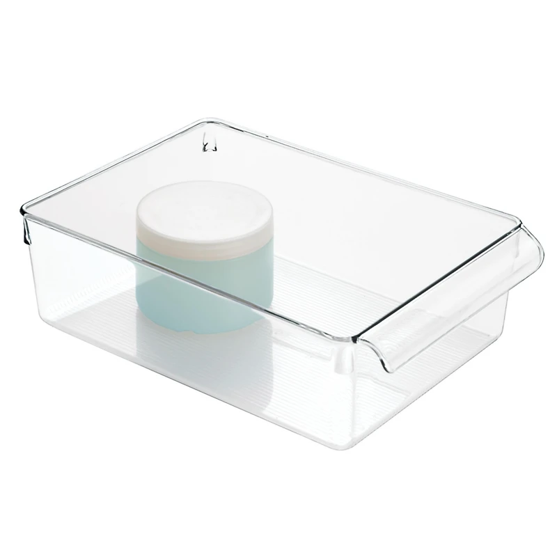 mDesign Fridge Storage Tray with Handle - Set of 4 - Clear