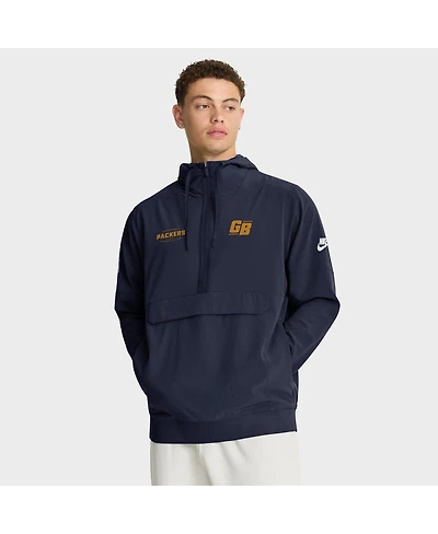 Nike Men's Navy Green Bay Packers The 1923 Classic Sideline Half-Zip Anorak Jacket