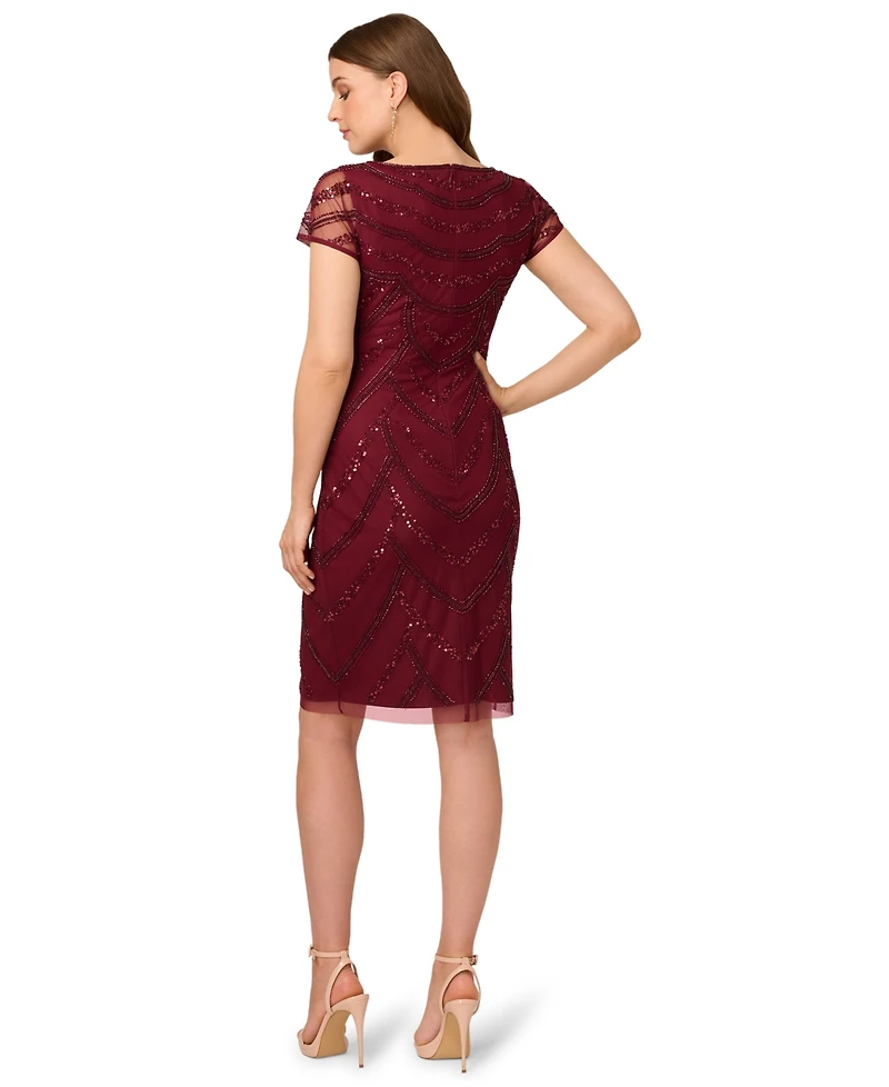 Adrianna Papell Women's Beaded Cap-Sleeve Sheath Dress