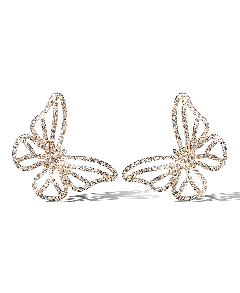 Jessica Simpson Textured Butterfly Stud Earrings in Gold-Tone