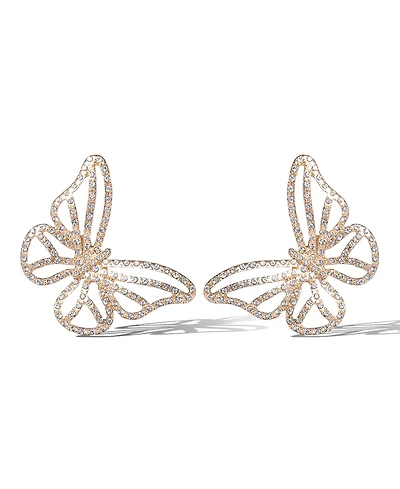 Jessica Simpson Textured Butterfly Stud Earrings in Gold-Tone