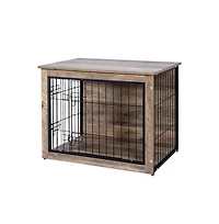 Aostirmotor Medium Wooden Dog Crate Indoor Dog Kennel with Double Doors