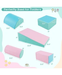 Akiudex 5-Piece Soft Foam Toddler Playset with Stackable Blocks and Pu Covers