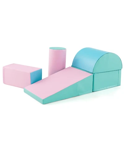 Akiudex 5-Piece Soft Foam Toddler Playset with Stackable Blocks and Pu Covers