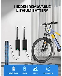 Everyfun 550W 26" Ebike for Adults, 48V Hidden Removable Battery, Up to 50 Miles, Shimano 21-Speed City Commuter EBike for Men & Women