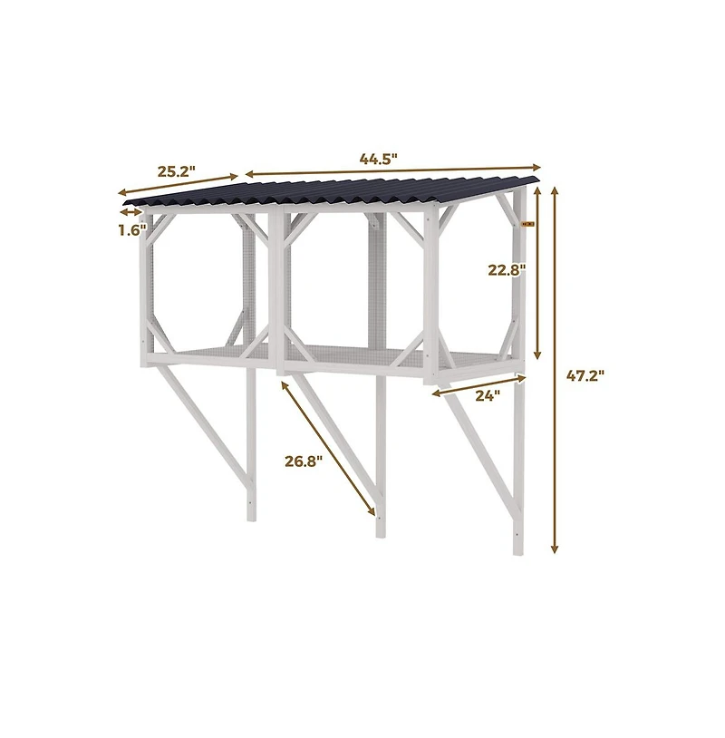 Aostirmotor 43.3 in. Outdoor Cat Enclosure for Sunbathing, Napping and Viewing, Window Perch in Ancient White