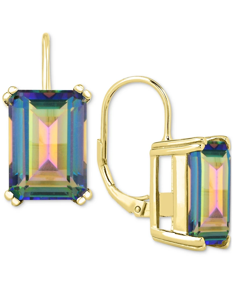 Onyx Leverback Hoop Earrings 14k Gold-Plated Sterling Silver