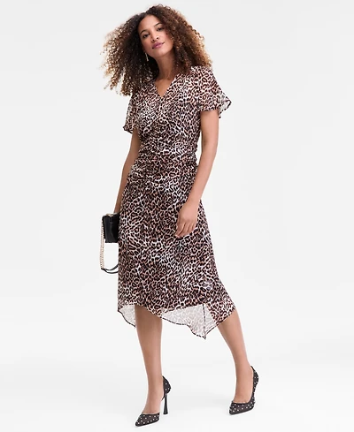 I.n.c. International Concepts Women's Animal-Print Handkerchief-Hem Midi Dress, Macy's Exclusive