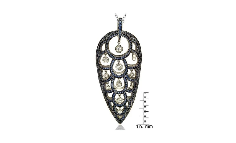 Suzy Levian New York Suzy Levian Sterling Silver Sapphire & Created White Sapphire Pave Necklace