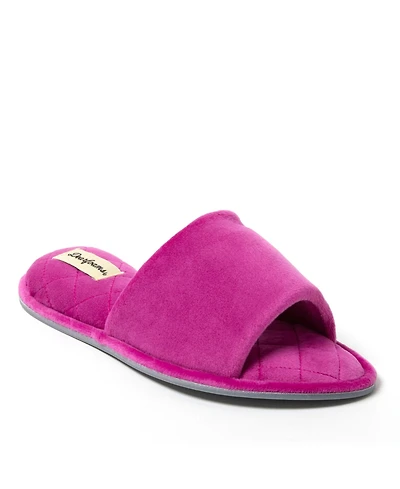Dearfoams Women's Beatrice Microfiber Velour Shower Slide House Slipper
