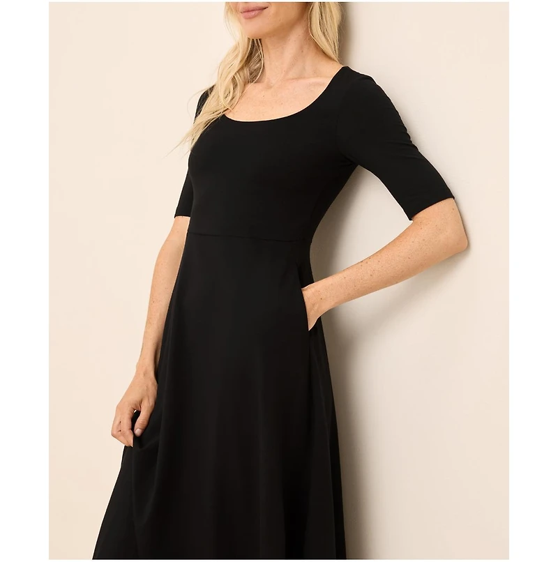 Pact Women's Organic Cotton Fit & Flare Scoop Midi Dress